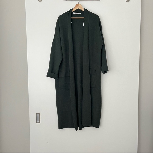 Simons Contemporaire Longline Duster Cardigan - Forest Green, Size Large - Picture 6 of 7